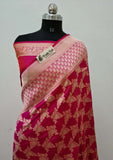 Pink Banarasi Handloom Katan Silk Saree - Truth Fab