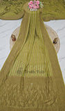 Kelly Green Pure Banarasi Handloom Khaddi Georgette Saree- Antique Zari