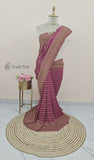 Magenta Color Khaddi Georgette Banarasi Handloom Saree with Antique Zari Work - Truth Fab