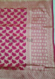 Pink Color Pure Banarasi Handloom Katan Silk Saree- All Over Jaal Work
