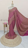 Magenta Color Khaddi Georgette Banarasi Handloom Saree with Antique Zari Work - Truth Fab