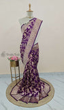 Orchid Purple Banarasi Handloom Katan Silk Saree - Truth Fab