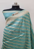 Columbia Blue Banarasi Handloom Katan Silk Saree - Truth Fab