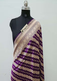 Blue Color Pure Banarasi Handloom Katan Silk Saree- All Over Jaal Work