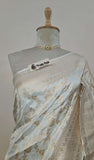 White Banarasi Handloom Katan Silk Saree - Truth Fab