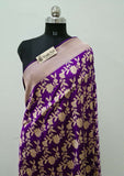 Blue Color Pure Banarasi Handloom Katan Silk Saree- All OverJaal Work