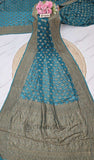 Pine Green Khaddi Georgette Banarasi Handloom Saree with Antique Zari Work - Truth Fab