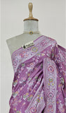 Mulberry Purple Pure Banarasi Handloom Tussar Georgette Meenakari Saree