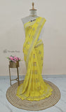 Flax Yellow Pure Banarasi Handloom Khaddi Georgette Saree- Meenakari Design