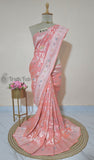 Tussar Georgette Handloom Banarasi Meenakari Saree - Coral Orange - Truth Fab