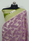 Mauve Banarasi Handloom Khaddi Georgette Meenakari Saree With Water Zari- Truth Fab