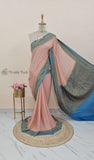 2D shade Khaddi Georgette Banarasi Handloom Saree with Antique Zari Work - Truth Fab