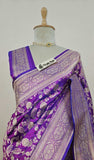 Violet Purple Banarasi Handloom Katan Silk Saree - truth Fab