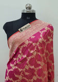 Rose Pink Color Pure Banarasi Handloom Katan Silk Saree- All Over Jaal Work