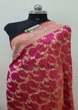 Rose Pink Banarasi Handloom Katan Silk Saree - Truth Fab