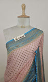 2D shade Khaddi Georgette Banarasi Handloom Saree with Antique Zari Work - Truth Fab