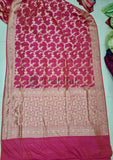 Rose Pink Banarasi Handloom Katan Silk Saree - Truth Fab