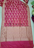 Rose Pink Color Pure Banarasi Handloom Katan Silk Saree- All Over Jaal Work