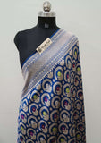 Cobalt Banarasi Handloom Katan Silk Saree - Truth Fab