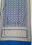 Cobalt Blue Pure Banarasi Handloom Katan Silk Saree- All Over Jaal Work With Meenakari