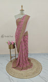 Rauge Pink Pure Banarasi Handloom Khaddi Georgette Saree- Antique Zari