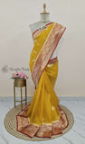 Banarasi Handloom Kora Silk Saree - Mimosa Yellow - Truth Fab