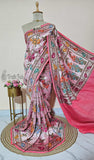 Salmon Pink Pure Banarasi Handloom Tussar Georgette - Truth Fab 