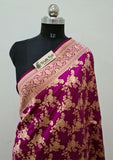Purple Color Pure Banarasi Handloom Katan Silk Saree- All Over Jaal Work