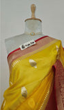 Banarasi Handloom Kora Silk Saree - Mimosa Yellow - Truth Fab