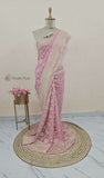 Banarasi Handloom Khaddi Georgette Saree With Water- Baby Pink - Truth Fab