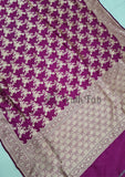 Purple Color Pure Banarasi Handloom Katan Silk Saree- All Over Jaal Work