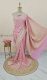 Banarasi Handloom Khaddi Georgette Saree With Water- Baby Pink - Truth Fab