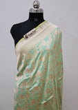 Tea Green Color Pure Banarasi Handloom Katan Silk Saree- All Over Jaal Work