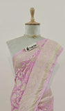 Baby Pink Pure Banarasi Handloom Khaddi Georgette Saree