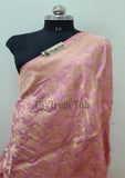 Peach Color Pure Banarasi Handloom Katan Silk Saree- All Over Jaal Work