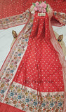 Red Color Pure Banarasi Handloom Tussar Georgette Saree- Meenakari Design