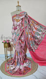 Salmon Pink Pure Banarasi Handloom Tussar Georgette - Truth Fab 