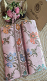 Salmon Pink Pure Banarasi Handloom Tussar Georgette Meenakari Saree