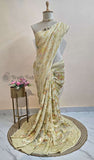 Cream Pure Banarasi Handloom Khaddi Georgette Saree- Meenakari - Truth Fab