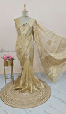 Golden Banarasi Handloom Tissue Silk Saree - Truth Fab