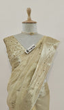 Golden Color Pure Banarasi Handloom Tissue Silk Saree- Hand Work