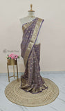 Violet Color Banarasi Handloom Tissue Silk Saree - Truth Fab