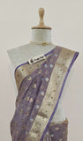 Violet Color Banarasi Handloom Tissue Silk Saree - Truth Fab