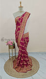 Magenta Pink Banarasi Handloom Chiffon Saree - Truth Fab