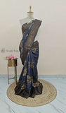 Blue Color Khaddi Georgette Banarasi Handloom Saree with Antique Zari Work - Truth Fab