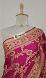Magenta Pink Banarasi Handloom Chiffon Saree - Truth Fab