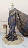 Blue Color Khaddi Georgette Banarasi Handloom Saree with Antique Zari Work - Truth Fab