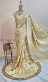 Cream Pure Banarasi Handloom Khaddi Georgette Saree- Meenakari - Truth Fab