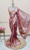 Mulbery Violet Banarasi Handloom Tissue Silk Saree - Truth Fab