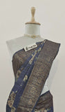 Blue Color Khaddi Georgette Banarasi Handloom Saree with Antique Zari Work - Truth Fab